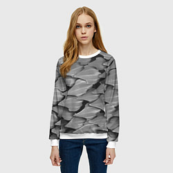 Свитшот женский Кожа акулы - броня, цвет: 3D-белый — фото 2