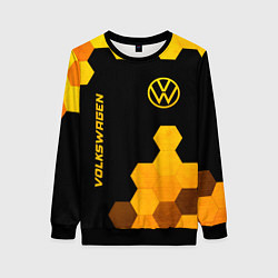 Женский свитшот Volkswagen - gold gradient: символ и надпись верти