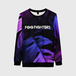Свитшот женский Foo Fighters neon monstera, цвет: 3D-черный