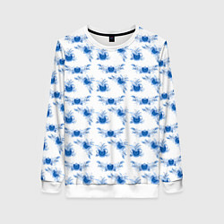 Свитшот женский Blue floral pattern, цвет: 3D-белый