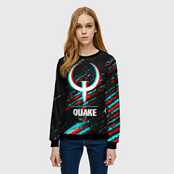 Свитшот женский Quake в стиле glitch и баги графики на темном фоне, цвет: 3D-черный — фото 2