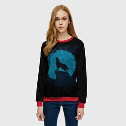 Свитшот женский Силуэт волка, цвет: 3D-красный — фото 2