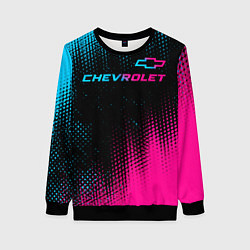 Женский свитшот Chevrolet - neon gradient: символ сверху