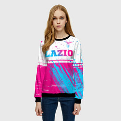 Свитшот женский Lazio neon gradient style: символ сверху, цвет: 3D-черный — фото 2