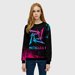 Свитшот женский Metallica - neon gradient, цвет: 3D-черный — фото 2