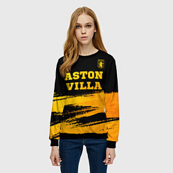 Свитшот женский Aston Villa - gold gradient: символ сверху, цвет: 3D-черный — фото 2