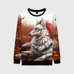 Женский свитшот Арт - волк с рыжей гривой