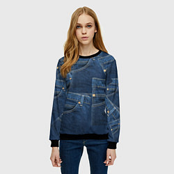 Свитшот женский Джинсовка jeans, цвет: 3D-черный — фото 2