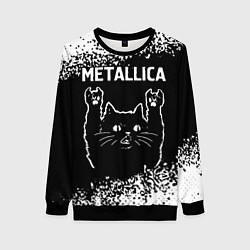 Женский свитшот Группа Metallica и рок кот