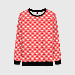 Женский свитшот Белые и красные сердечки - абстракция