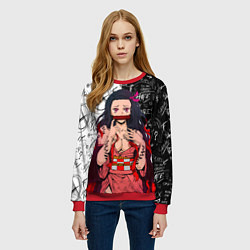 Свитшот женский Незуко - Клинок рассекающий демонов, цвет: 3D-красный — фото 2