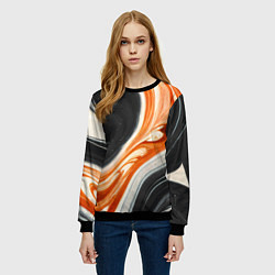 Свитшот женский Оранжевые разводы краски, цвет: 3D-черный — фото 2