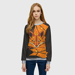 Свитшот женский Голова лисы в мозаике, цвет: 3D-меланж — фото 2