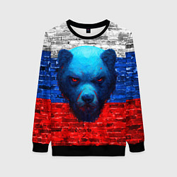 Свитшот женский Русский медведь арт, цвет: 3D-черный