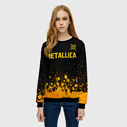Свитшот женский Metallica - gold gradient: символ сверху, цвет: 3D-черный — фото 2