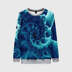 Свитшот женский Закрученный синий фрактал, цвет: 3D-меланж