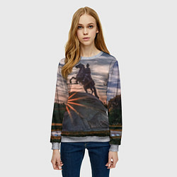 Свитшот женский Санкт-Петербург: медный всадник, цвет: 3D-меланж — фото 2