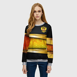 Свитшот женский Black & gold - герб России, цвет: 3D-меланж — фото 2