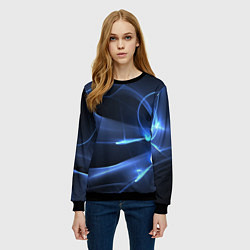 Свитшот женский Свечение - абстракция, цвет: 3D-черный — фото 2