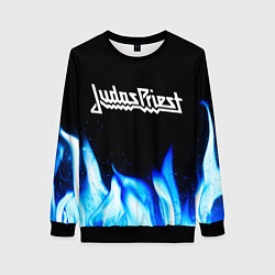 Свитшот женский Judas Priest blue fire, цвет: 3D-черный