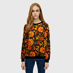 Свитшот женский Хохлома роспись, цвет: 3D-черный — фото 2