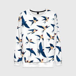 Свитшот женский Ласточки парят в небе, цвет: 3D-белый