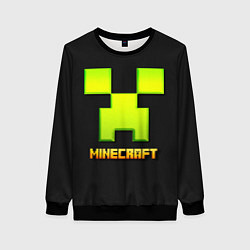 Свитшот женский Minecraft: neon logo, цвет: 3D-черный