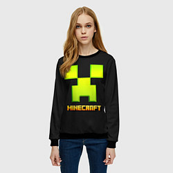 Свитшот женский Minecraft: neon logo, цвет: 3D-черный — фото 2