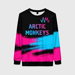 Свитшот женский Arctic Monkeys - neon gradient: символ сверху, цвет: 3D-черный