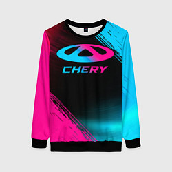 Свитшот женский Chery - neon gradient, цвет: 3D-черный