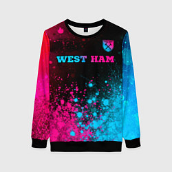 Свитшот женский West Ham - neon gradient: символ сверху, цвет: 3D-черный