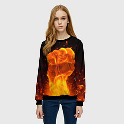 Свитшот женский Кулак в огне, цвет: 3D-черный — фото 2
