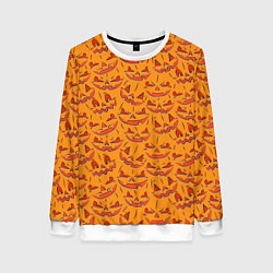 Свитшот женский Halloween Pumpkin Pattern, цвет: 3D-белый