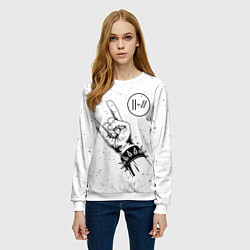 Свитшот женский Twenty One Pilots и рок символ, цвет: 3D-белый — фото 2