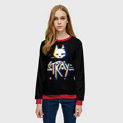 Свитшот женский Stray glitch logo, цвет: 3D-красный — фото 2