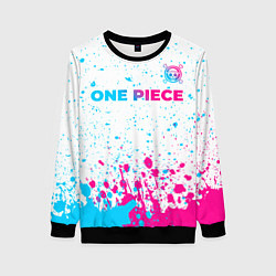 Свитшот женский One Piece neon gradient style: символ сверху, цвет: 3D-черный