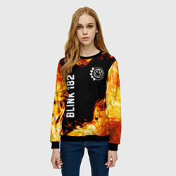 Свитшот женский Blink 182 и пылающий огонь, цвет: 3D-черный — фото 2
