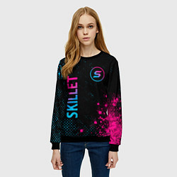 Свитшот женский Skillet - neon gradient: надпись, символ, цвет: 3D-черный — фото 2