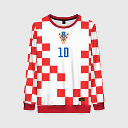 Свитшот женский Модрич Сборная Хорватии форма к чемпионату мира 20, цвет: 3D-красный