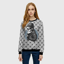 Свитшот женский Скелет панка, цвет: 3D-черный — фото 2