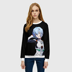 Свитшот женский Евангелион - Аянами Рэй, цвет: 3D-белый — фото 2
