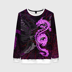 Свитшот женский Неоновый дракон purple dragon, цвет: 3D-белый