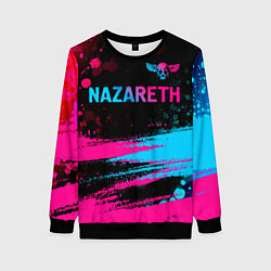 Свитшот женский Nazareth - neon gradient: символ сверху, цвет: 3D-черный