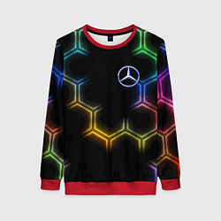 Свитшот женский Mercedes - neon pattern, цвет: 3D-красный