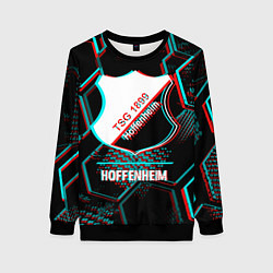 Свитшот женский Hoffenheim FC в стиле glitch на темном фоне, цвет: 3D-черный