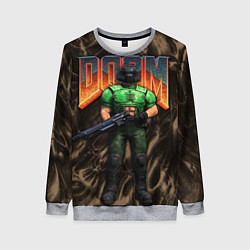 Свитшот женский DOS DOOM - Doomguy, цвет: 3D-меланж