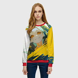 Свитшот женский Киберпанк: Бегущие по краю Ребекка, цвет: 3D-красный — фото 2