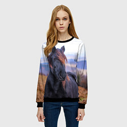 Свитшот женский Черный конь, цвет: 3D-черный — фото 2