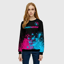 Свитшот женский Changan - neon gradient: символ сверху, цвет: 3D-черный — фото 2