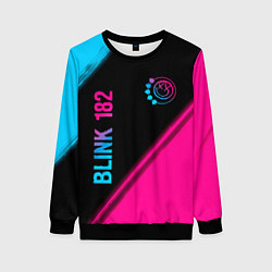 Свитшот женский Blink 182 - neon gradient: надпись, символ, цвет: 3D-черный